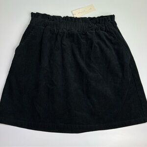 COPPER KEY Black Pull On Elastic Waist Corduroy Mini Skirt size M NWT